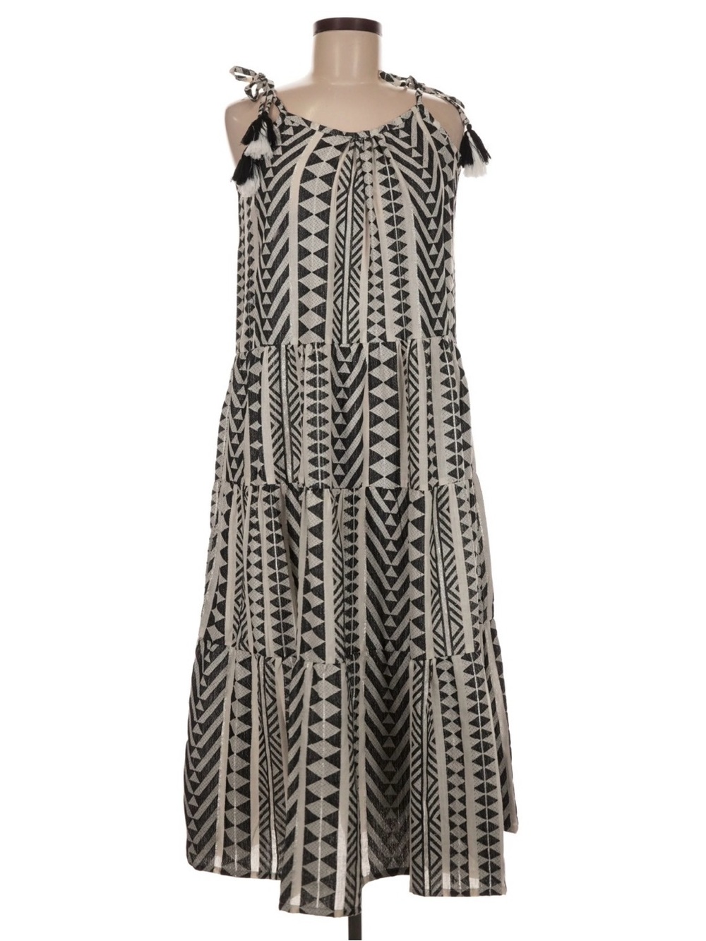 ROSEBUD by Rose & Rose Geometric Tiered Maxi Dress NWT